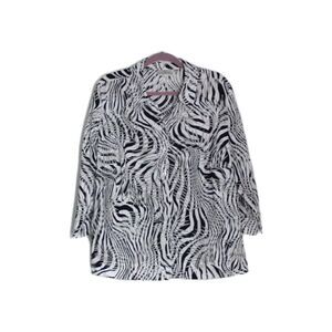 Studio Works Blouse Button Front Blouse Black & White Semi Sheer Sz 2X